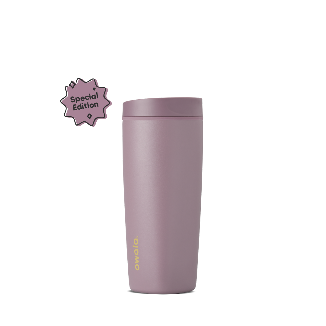 Slider Ceramic-Lined Insulated Stainless Steel Coffee Tumbler, No Metallic Taste Reusable Travel Mug, Hot Iced Coffee Cup, BPA Free 12 oz